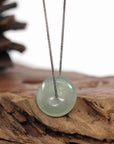 Baikalla Jewelry Jade Pendant Necklace Baikalla "Good Luck Button" Necklace Ice Green Jadeite Jade Lucky Ping An Kou Pendant