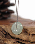 Baikalla Jewelry Jade Pendant Necklace Baikalla "Good Luck Button" Necklace Ice Green Jadeite Jade Lucky Ping An Kou Pendant