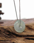 Baikalla Jewelry Jade Pendant Necklace Baikalla "Good Luck Button" Necklace Ice Green Jadeite Jade Lucky Ping An Kou Pendant