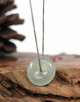 Baikalla Jewelry Jade Pendant Necklace Baikalla "Good Luck Button" Necklace Ice Green Jadeite Jade Lucky Ping An Kou Pendant