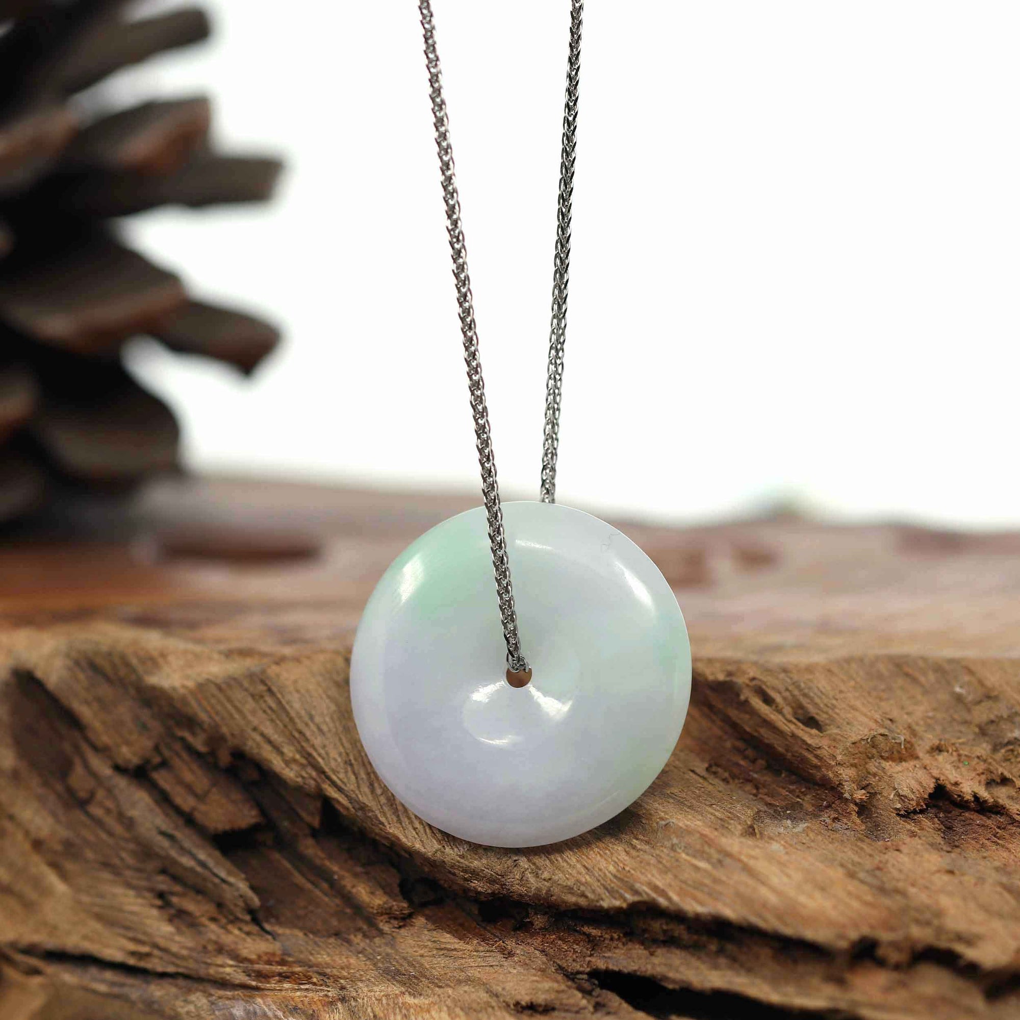 Baikalla Jewelry Jade Pendant Necklace Baikalla &quot;Good Luck Button&quot; Necklace Lavender Jadeite Jade Lucky Ping An Kou Pendant