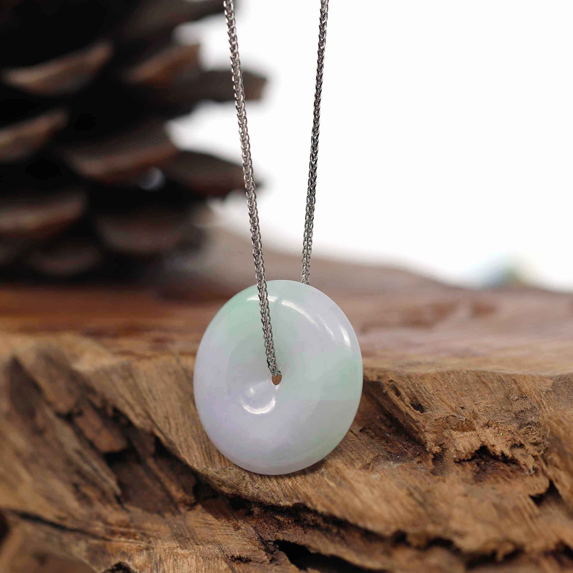 Baikalla Jewelry Jade Pendant Necklace Baikalla "Good Luck Button" Necklace Lavender Jadeite Jade Lucky Ping An Kou Pendant