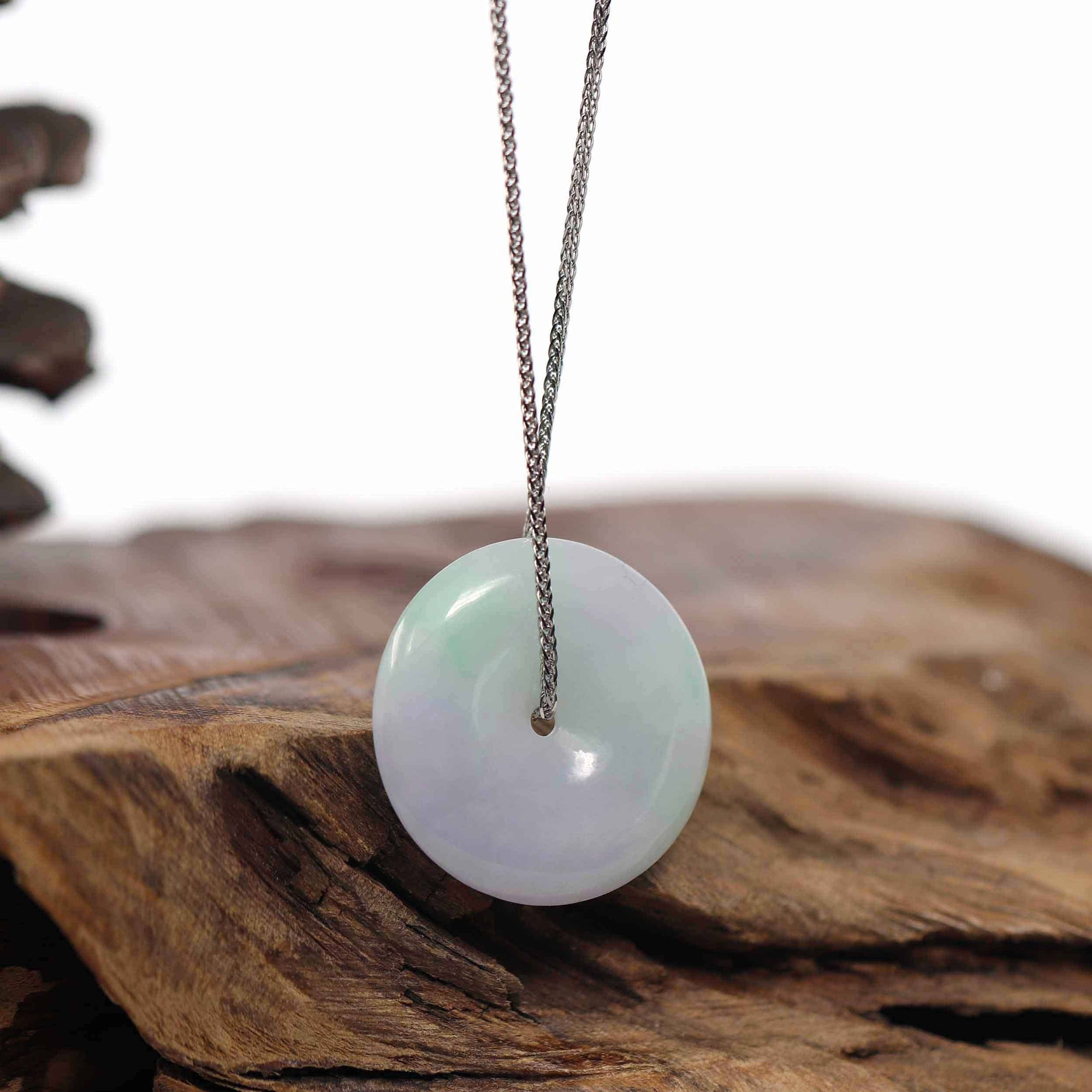 Baikalla Jewelry Jade Pendant Necklace Baikalla &quot;Good Luck Button&quot; Necklace Lavender Jadeite Jade Lucky Ping An Kou Pendant