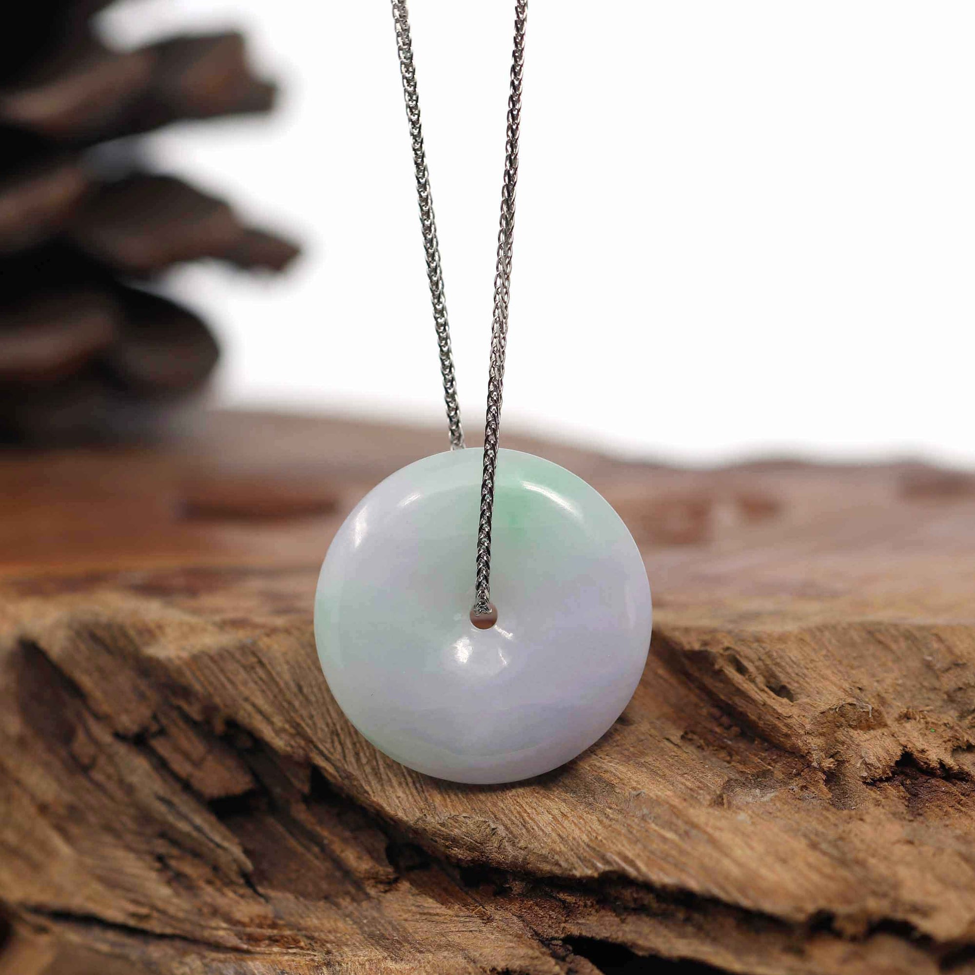 Baikalla Jewelry Jade Pendant Necklace Pendant Only Baikalla &quot;Good Luck Button&quot; Necklace Lavender Jadeite Jade Lucky Ping An Kou Pendant