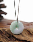 Baikalla Jewelry Jade Pendant Necklace Baikalla "Good Luck Button" Necklace White Green Jadeite Jade Lucky Ping An Kou Pendant