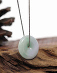 Baikalla Jewelry Jade Pendant Necklace Baikalla "Good Luck Button" Necklace White Green Jadeite Jade Lucky Ping An Kou Pendant