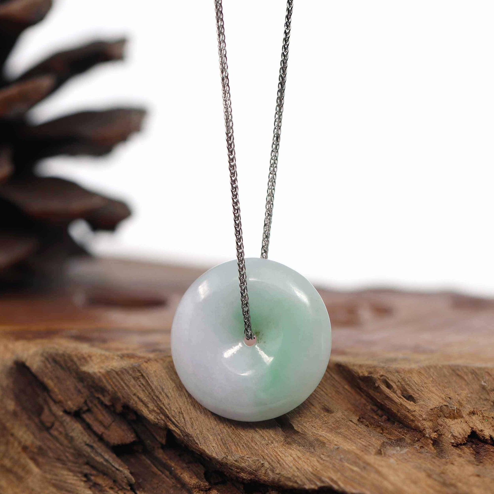 Baikalla Jewelry Jade Pendant Necklace Pendant Only Baikalla &quot;Good Luck Button&quot; Necklace White Green Jadeite Jade Lucky Ping An Kou Pendant