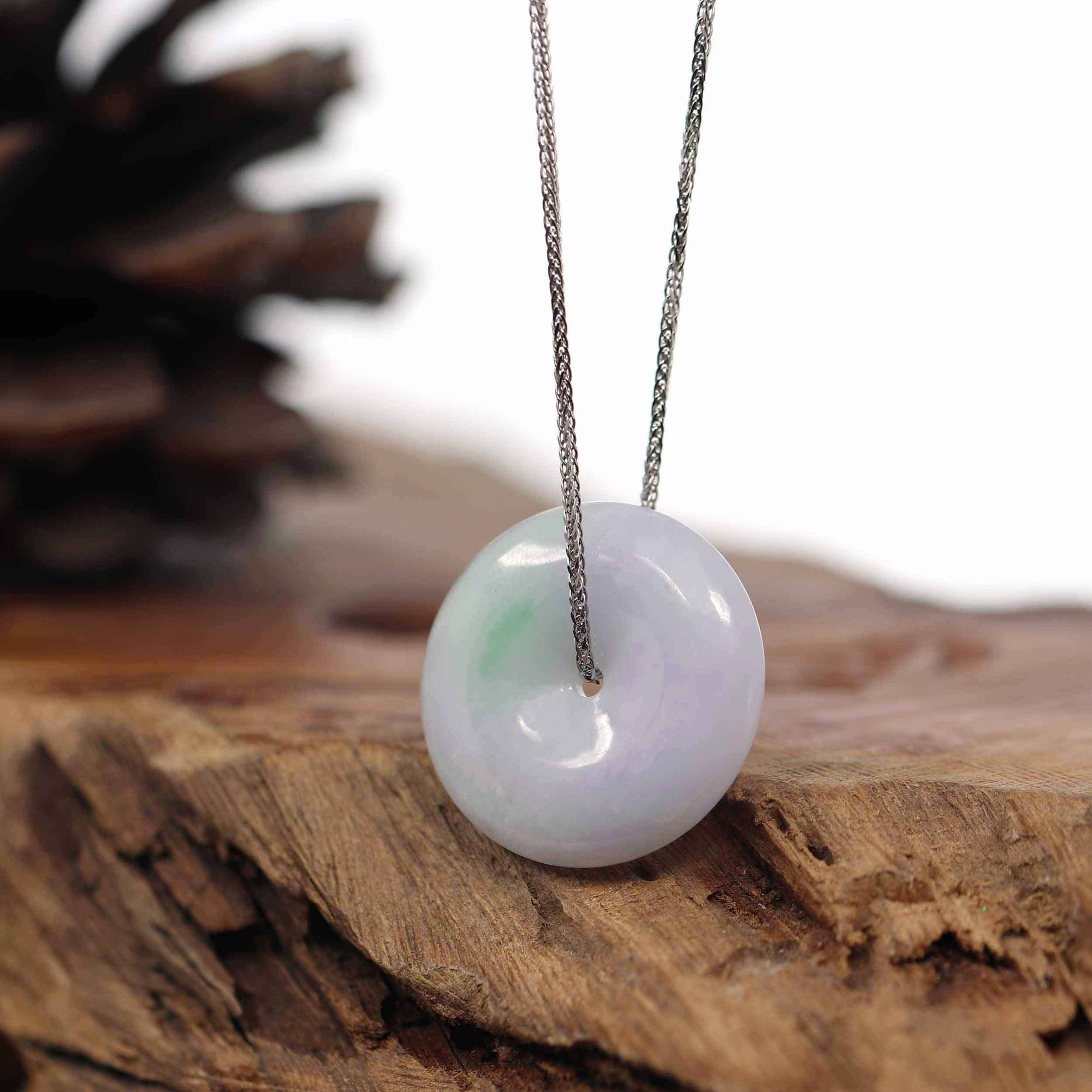 Baikalla Jewelry Jade Pendant Necklace Baikalla "Good Luck Button" Necklace Lavender Jadeite Jade Lucky Ping An Kou Pendant