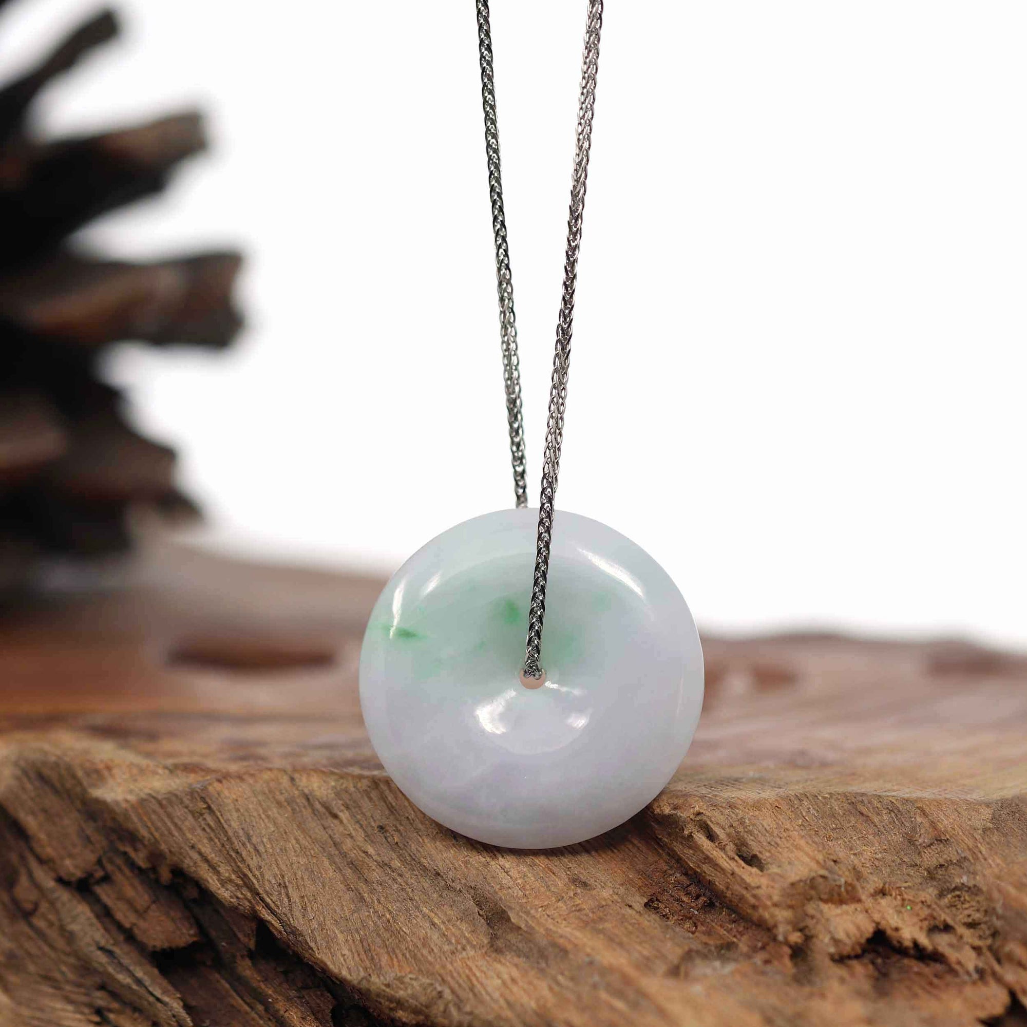 Baikalla Jewelry Jade Pendant Necklace Pendant Only Baikalla "Good Luck Button" Necklace White Green Jadeite Jade Lucky Ping An Kou Pendant