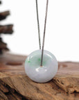 Baikalla Jewelry Jade Pendant Necklace Pendant Only Baikalla "Good Luck Button" Necklace White Green Jadeite Jade Lucky Ping An Kou Pendant