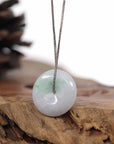 Baikalla Jewelry Jade Pendant Necklace Baikalla "Good Luck Button" Necklace White Green Jadeite Jade Lucky Ping An Kou Pendant