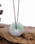 Baikalla Jewelry Jade Pendant Necklace Baikalla "Good Luck Button" Necklace White Green Jadeite Jade Lucky Ping An Kou Pendant