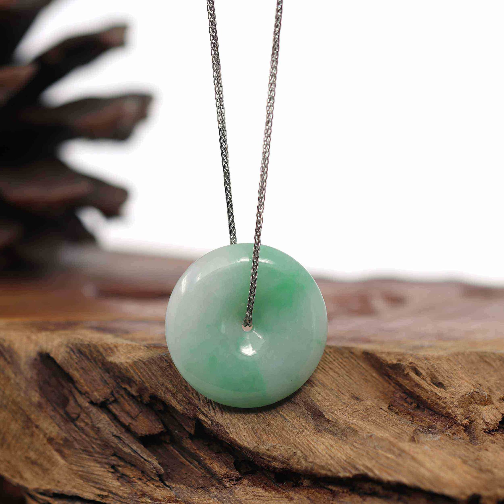 Baikalla Jewelry Jade Pendant Necklace Pendant Only Baikalla "Good Luck Button" Necklace White Green Jadeite Jade Lucky Ping An Kou Pendant