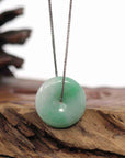 Baikalla Jewelry Jade Pendant Necklace Pendant Only Baikalla "Good Luck Button" Necklace White Green Jadeite Jade Lucky Ping An Kou Pendant