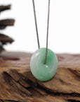 Baikalla Jewelry Jade Pendant Necklace Baikalla "Good Luck Button" Necklace White Green Jadeite Jade Lucky Ping An Kou Pendant