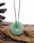 Baikalla Jewelry Jade Pendant Necklace Baikalla "Good Luck Button" Necklace White Green Jadeite Jade Lucky Ping An Kou Pendant