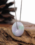 Baikalla Jewelry Jade Pendant Necklace Baikalla "Good Luck Button" Necklace Green Lavender Jadeite Jade Lucky Ping An Kou Pendant