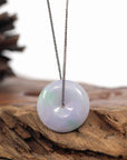 Baikalla Jewelry Jade Pendant Necklace Baikalla "Good Luck Button" Necklace Green Lavender Jadeite Jade Lucky Ping An Kou Pendant