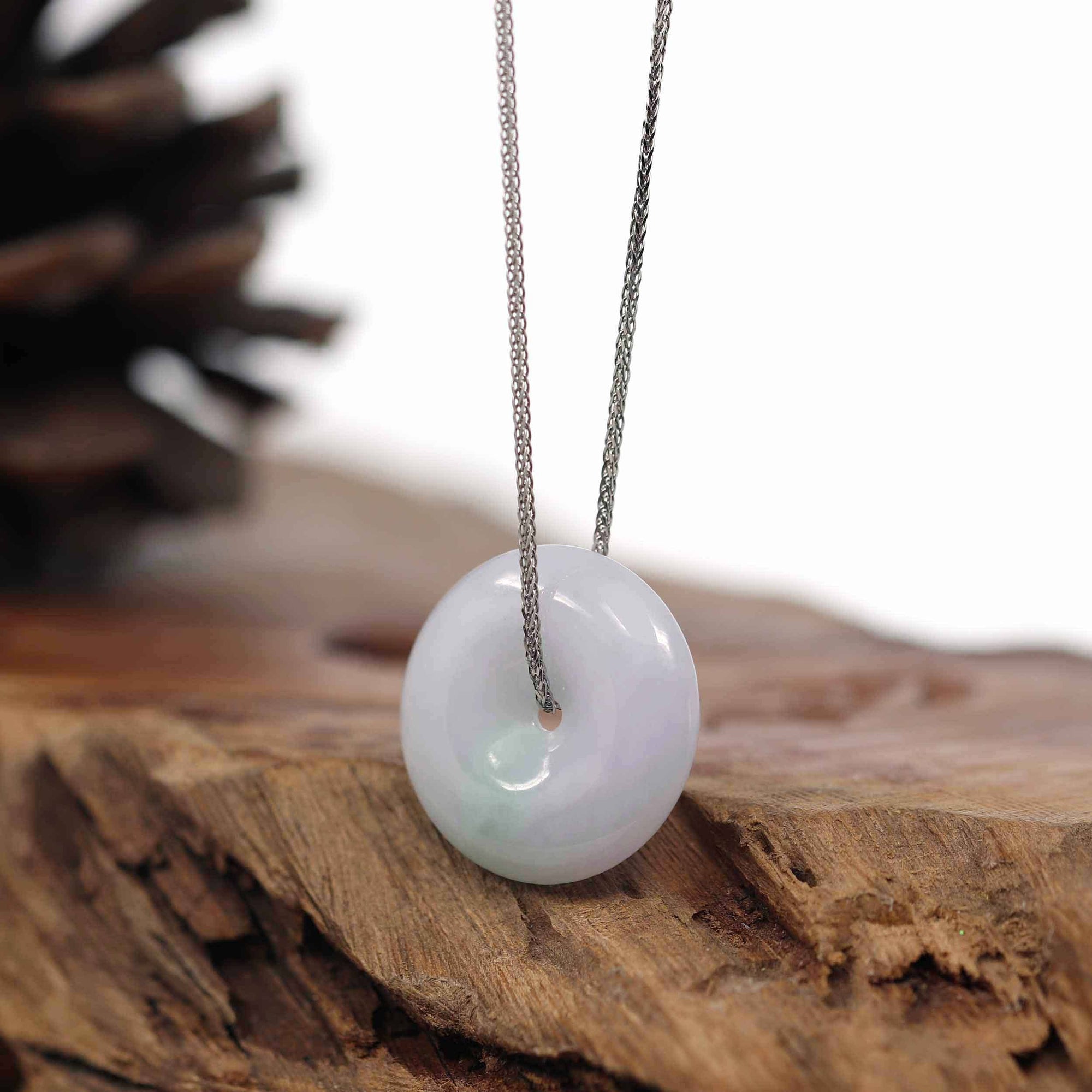 Baikalla Jewelry Jade Pendant Necklace Baikalla "Good Luck Button" Necklace Lavender Jadeite Jade Lucky Ping An Kou Pendant