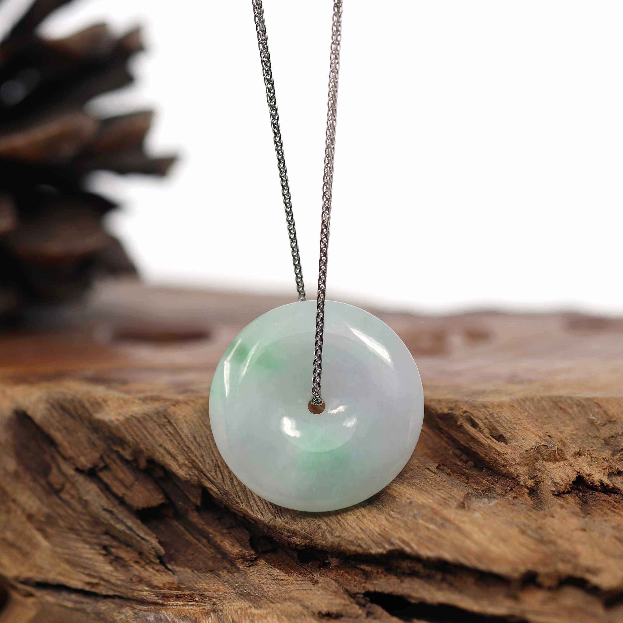 Baikalla Jewelry Jade Pendant Necklace Pendant Only Baikalla "Good Luck Button" Necklace White Green Jadeite Jade Lucky Ping An Kou Pendant