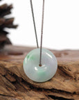 Baikalla Jewelry Jade Pendant Necklace Pendant Only Baikalla "Good Luck Button" Necklace White Green Jadeite Jade Lucky Ping An Kou Pendant