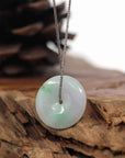 Baikalla Jewelry Jade Pendant Necklace Baikalla "Good Luck Button" Necklace White Green Jadeite Jade Lucky Ping An Kou Pendant