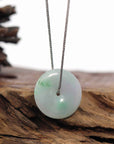 Baikalla Jewelry Jade Pendant Necklace Baikalla "Good Luck Button" Necklace White Green Jadeite Jade Lucky Ping An Kou Pendant