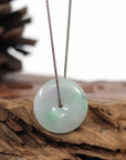 Baikalla Jewelry Jade Pendant Necklace Baikalla "Good Luck Button" Necklace White Green Jadeite Jade Lucky Ping An Kou Pendant