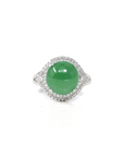 Baikalla Jewelry Jadeite Engagement Ring 18k White Gold Natural Imperial Green Oval Jadeite Jade Engagement Ring With Diamonds