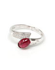 Baikalla Jewelry Gold Ruby Ring 18k White Gold Natural Oval Ruby Diamond Anniversary Ring R14