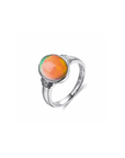 Baikalla Jewelry Gold Opal Ring Baikalla™ "Caroline" 18k gold Genuine Cabochon Ethiopian opal Ring w/ Diamonds