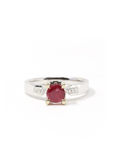 Baikalla Jewelry Gold Ruby Ring 18k White Gold Natural Round Ruby Diamond Engagement Ring