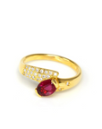 Baikalla Jewelry Gold Ruby Ring 18k Yellow Gold Natural Oval Ruby Diamond Anniversary Ring 