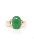 Baikalla Jewelry Jadeite Engagement Ring Baikalla™ "Marie" 18k Rose Gold Natural Green Imperial Jadeite Ring With Diamonds