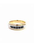 Baikalla Jewelry Gemstone Men's Ring Baikalla 14k Gold Two Tone Black Diamond Men's Wedding Ring Band