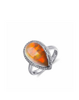 Baikalla Jewelry Gold Opal Ring Baikalla™ "Louise" 18k Gold Pear Shape Ethiopian Opal Ring w/ Diamonds