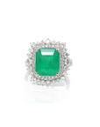 Baikalla Jewelry 14k gold emerald ring 14k White Gold Natural Emerald Ring with Diamonds