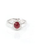 Baikalla Jewelry 18k Gold Ruby Ring 18k White Gold Natural Oval Ruby Diamond Anniversary Ring