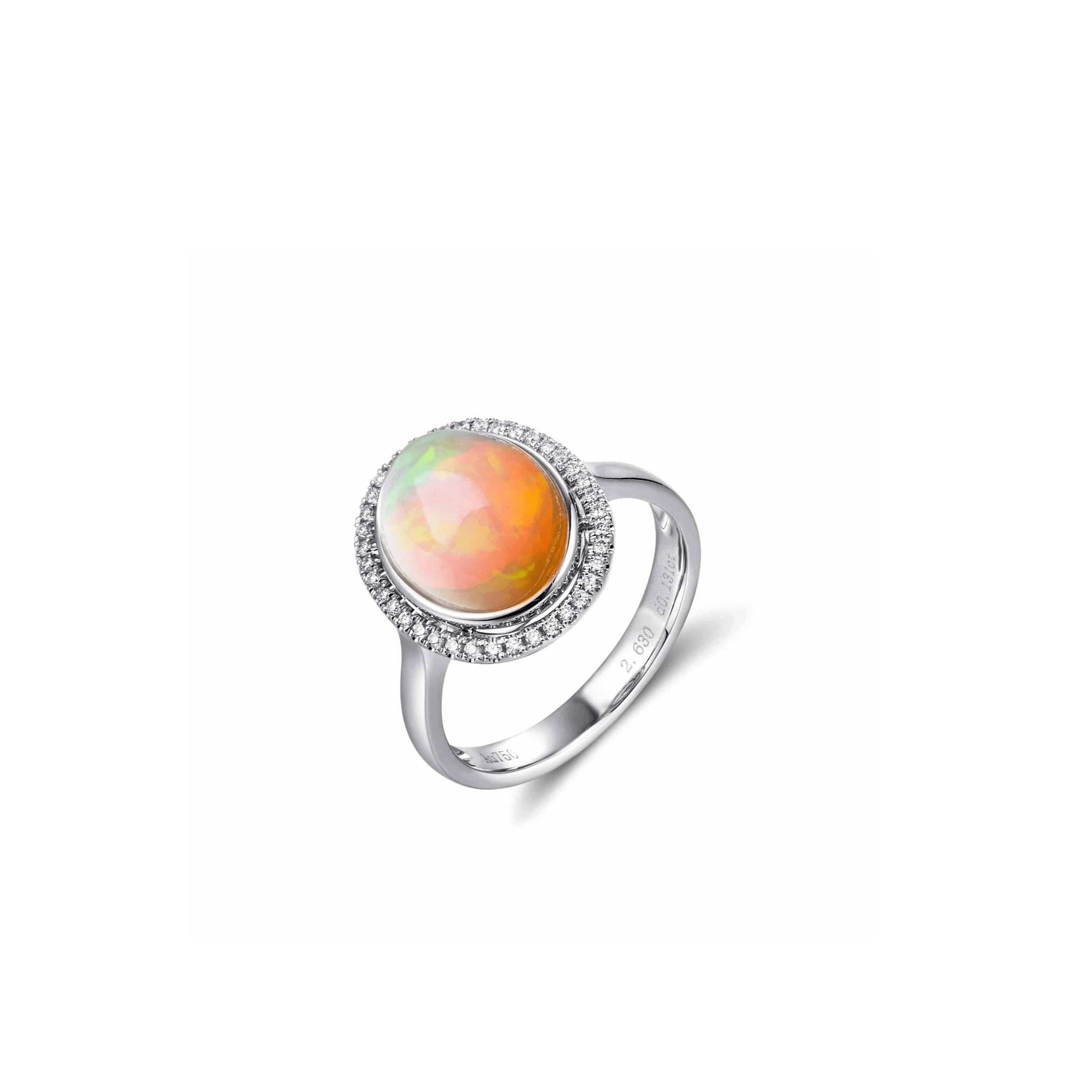 Baikalla Jewelry gold gemstone ring Baikalla™ "Alice" 18k Gold Oval Ethiopian Opal Ring w/Diamonds