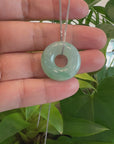 Baikalla "Good Luck Button" Necklace Ice Green Jadeite Jade Pendant For Men