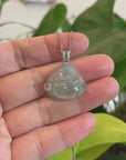 Natural Burmese Jadeite Jade Happy Buddha With 14k White Gold AA Emerald Bail