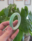 "Classic Princess Half Round" Apple Green Jadeite Jade Bangle (54.6 mm) 