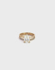 Baikalla 14k Yellow Gold Pear Moissanite Diamond 2 in 1 Engagement Ring Set