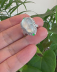 Baikalla "Hulu" 18k White Gold Natural Ice Jadeite Jade Engagement Ring W/ Diamonds 2 in 1