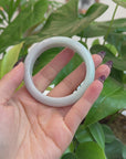 Baikalla Classic White Green Burmese Jadeite Jade Bangle (56.50 mm) T194