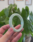 "Classic Princess Half Round" light Apple Green Jadeite Jade Bangle (55.7 mm) 