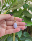 14K Gold Natural Lavender Burmese Jadeite Cabochon Necklace