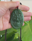 Natural Jade 12 Zodiac: Nephrite Jade Dragon Pendant Necklace in Deep Green