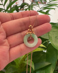 Baikalla™ "Good Luck Birdie" 18k Rose Gold Genuine Burmese Jadeite Lucky Kou Kou Pendant Necklace With AA Tourmaline & Diamonds