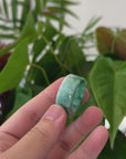 Natural Burmese Green Jadeite Jade Bend Men's Ring